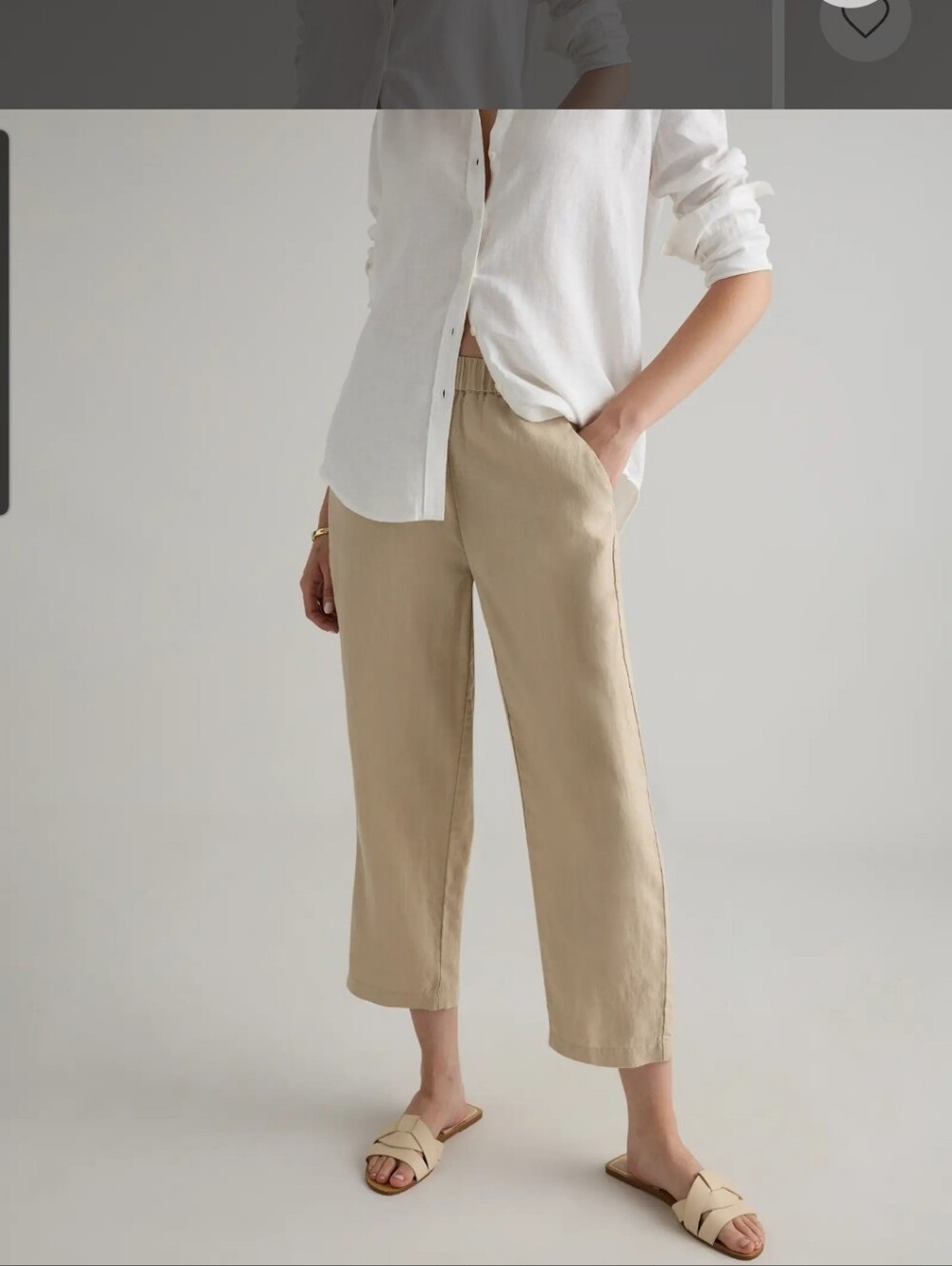 Quince Women's 100% European Linen Pants Driftwood Pull On Comfy Breathable XL